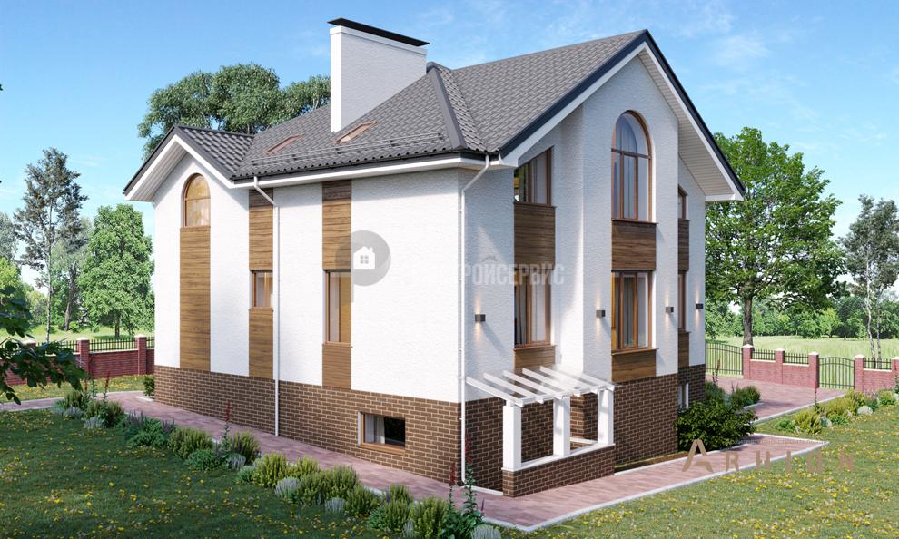 2. Проект одноэтажного дома в скандинавском стиле с многоскатной кровлей, t-60-01, площадью - 265 кв c цокольным этажом, мансардой, сауной, балконом